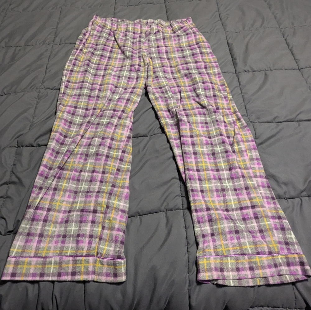 CELESTIAL DREAMS Womens Pajama set - Purple and Yellow Plaid size Large 12-14 - Picture 3 of 14